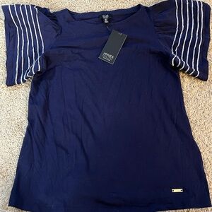 Jones New York Women's Navy Short Sleeve Shirt Size Small NWT